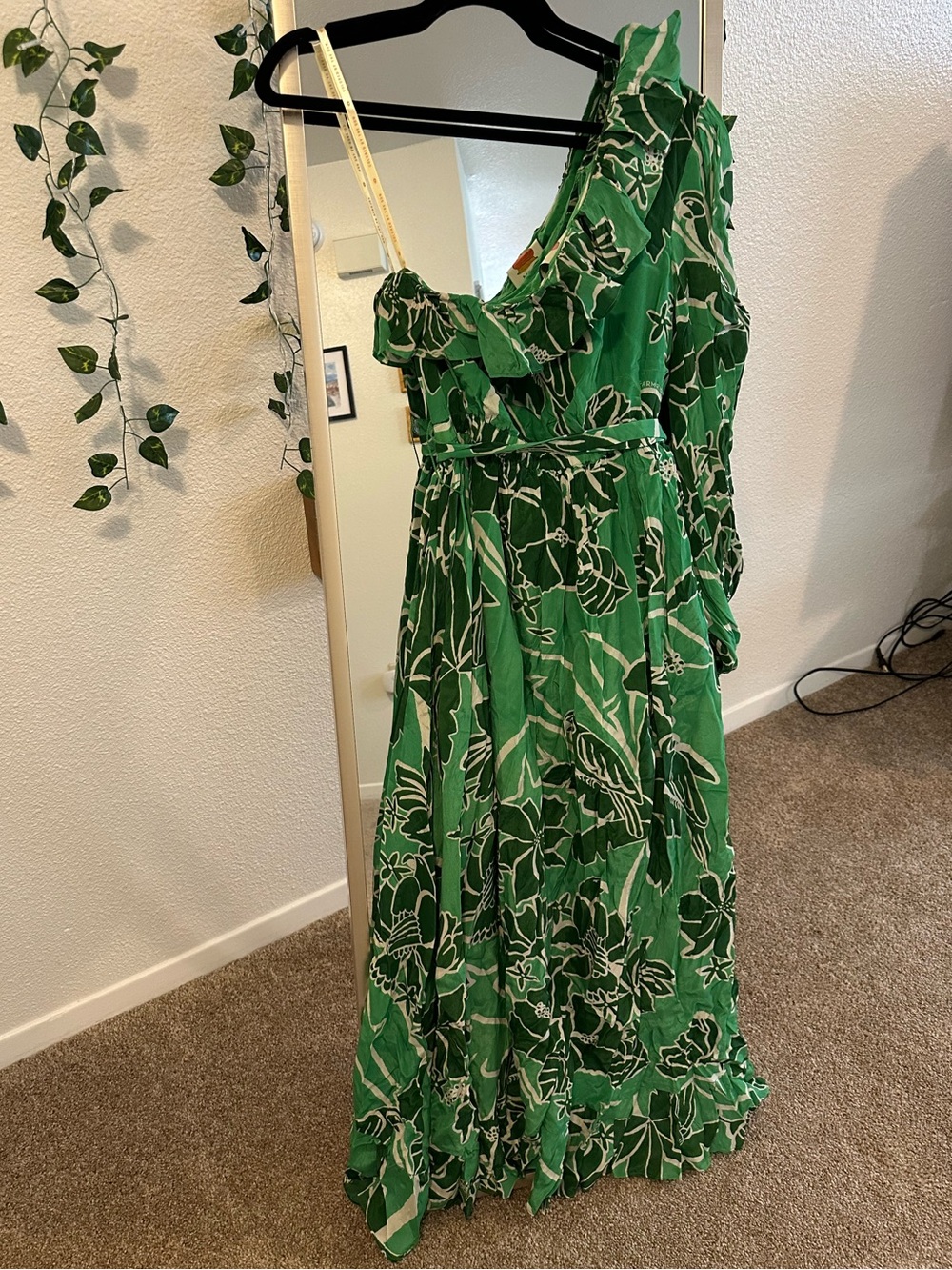Green Floral Ruffled Maxi Dress - Women